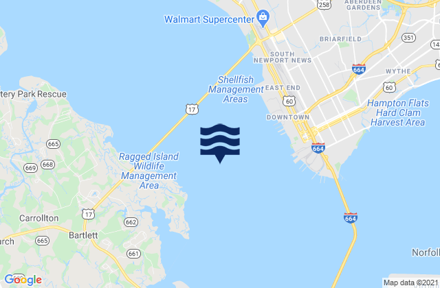 1.5 miles SW of shipbuilding plant, United States潮水