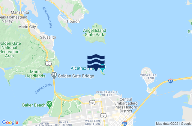 Alcatraz Island 0.2 mile west of, United States潮水