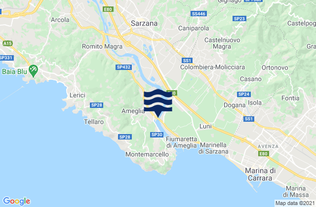 Ameglia, Italy潮水