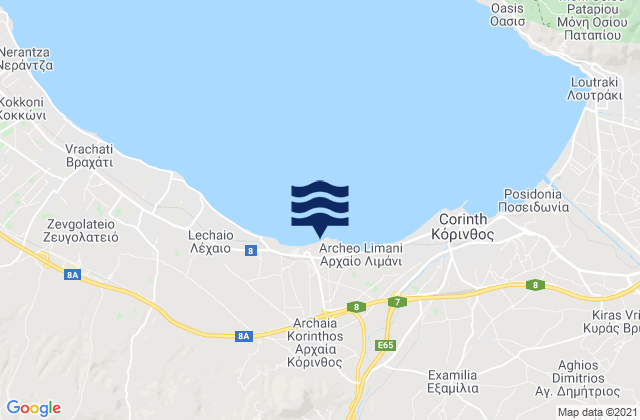 Arkhaía Kórinthos, Greece潮水