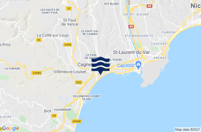 Cagnes-sur-Mer, France潮水