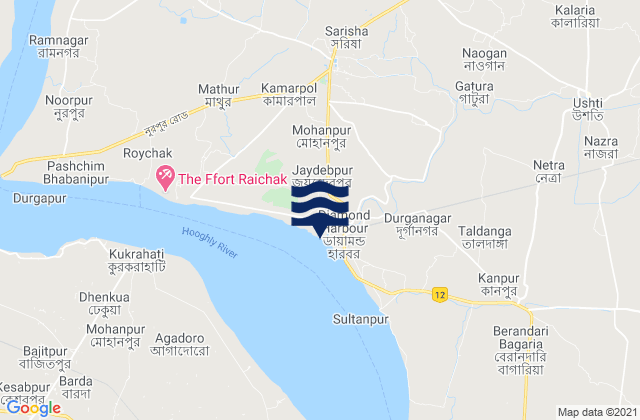 Calcutta (Garden Reach) Hooghly River, India潮水