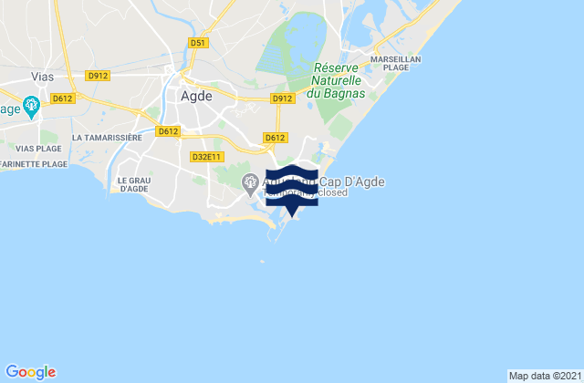Cap d'Agde, France潮水