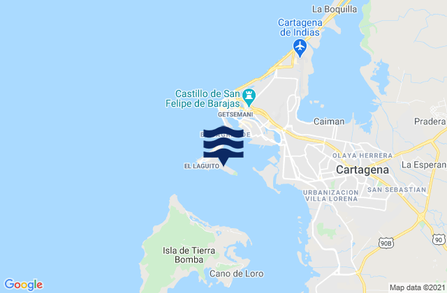 Cartagena - Castillo Grande, Colombia潮水