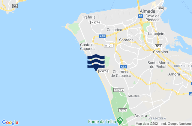Costa da Caparica, Portugal潮水