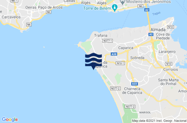 Costa de Caparica, Portugal潮水