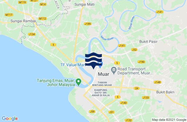 Daerah Muar, Malaysia潮水