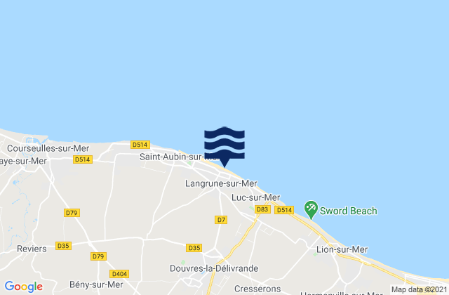 Douvres-la-Délivrande, France潮水