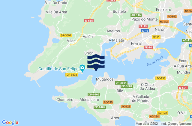 El Ferrol del Caudillo, Spain潮水