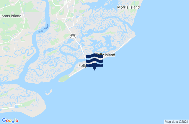 Folly Island (outer Coast), United States潮水