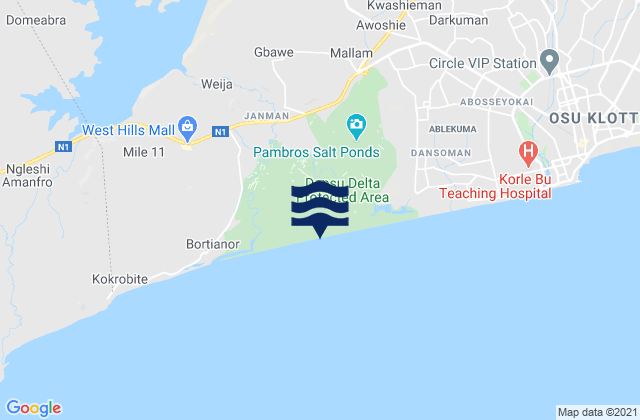 Gbawe, Ghana潮水