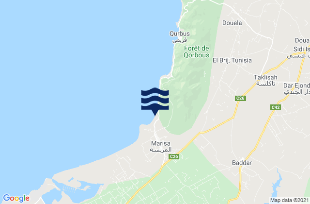 Gouvernorat de Nabeul, Tunisia潮水