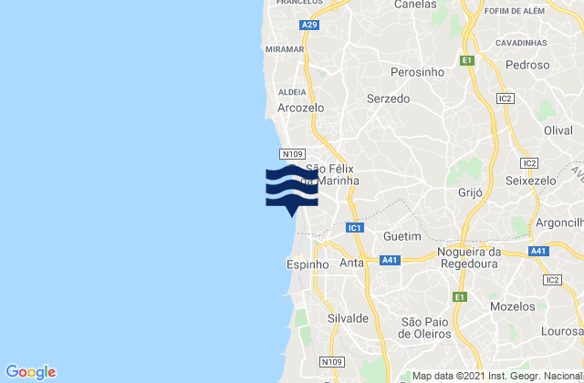 Grijó, Portugal潮水
