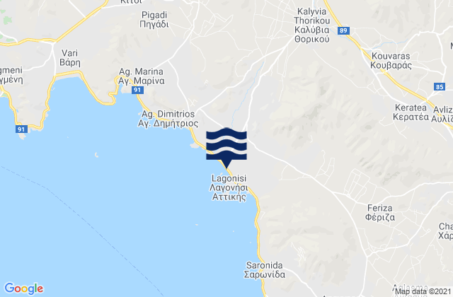 Kalývia Thorikoú, Greece潮水