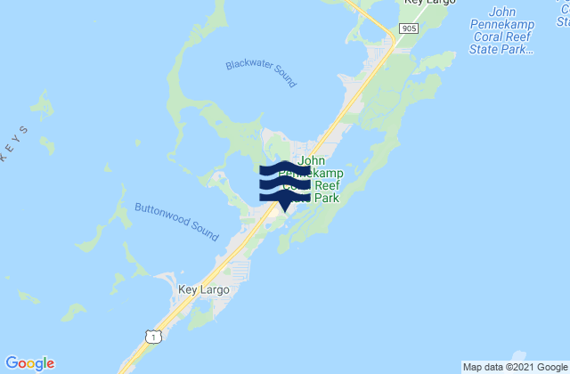 Key Largo (South Sound Key Largo), United States潮水