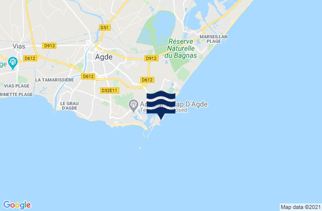 Le Cap d'Agde, France潮水