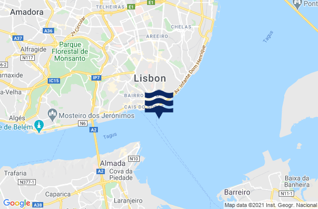 Lisbon Tagus River, Portugal潮水