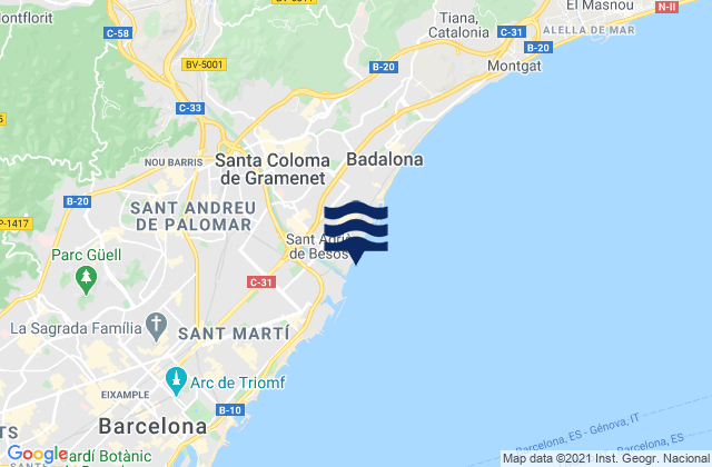 Llefià, Spain潮水