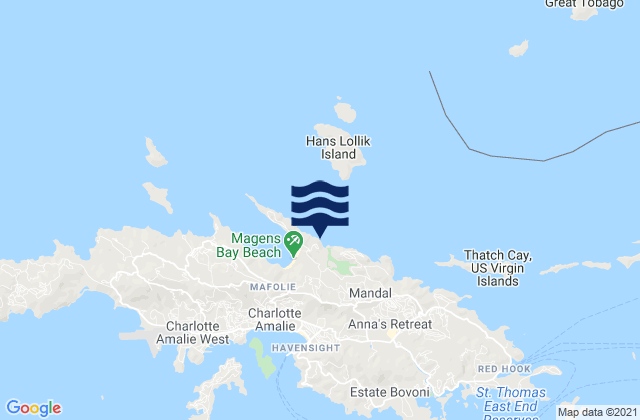 Magens Bay St. Thomas Island, U.S. Virgin Islands潮水