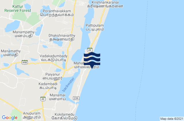 Mahabalipuram (Shore Temple), India潮水