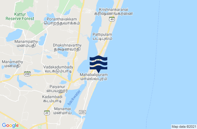 Mamallapuram, India潮水
