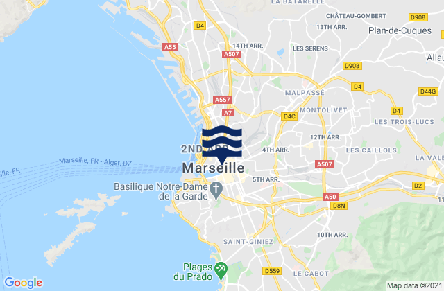 Marseille 01, France潮水