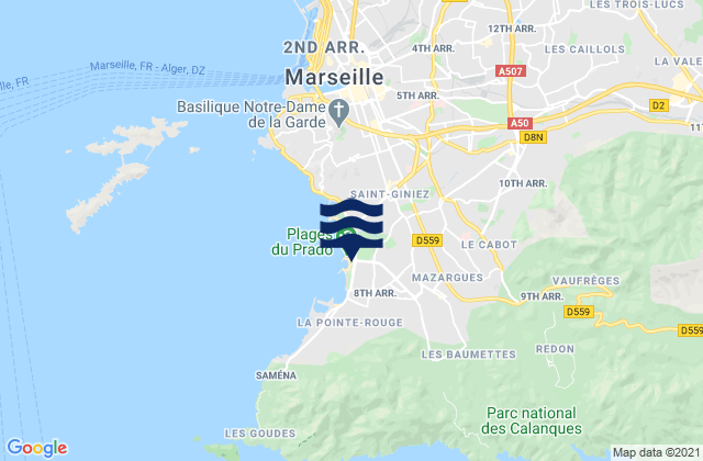 Marseille 09, France潮水