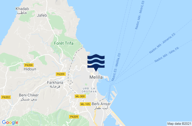 Melilla, Spain潮水