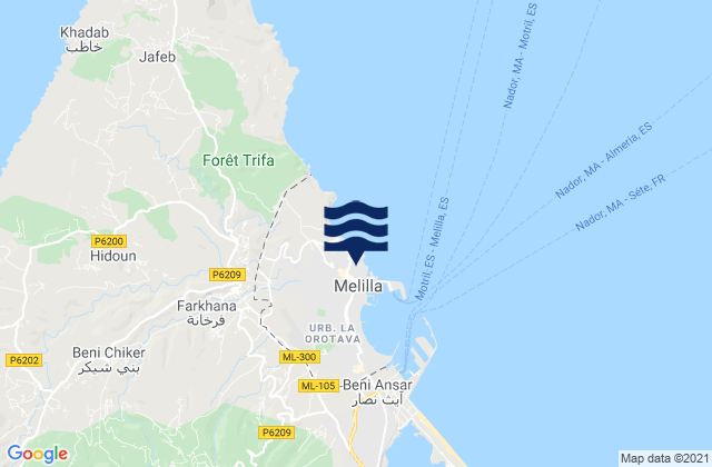 Melilla, Spain潮水