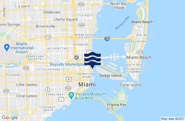 Miami Miamarina Biscayne Bay, United States潮水