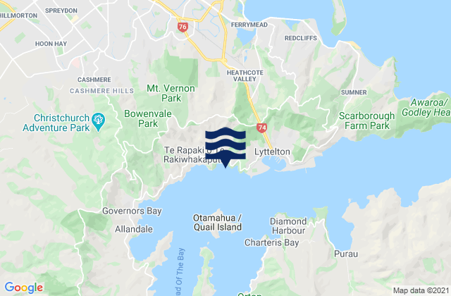 Motukauatirahi/Cass Bay, New Zealand潮水