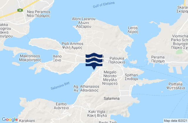 Nisí Salamína, Greece潮水