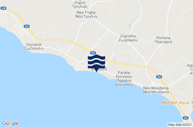 Néa Flogitá, Greece潮水
