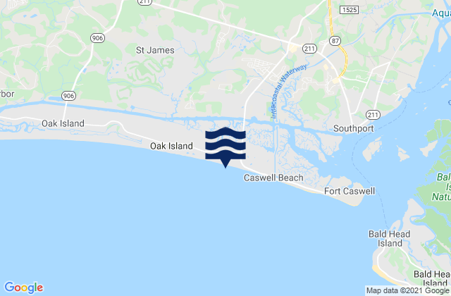 Oak Island (Atlantic Ocean), United States潮水