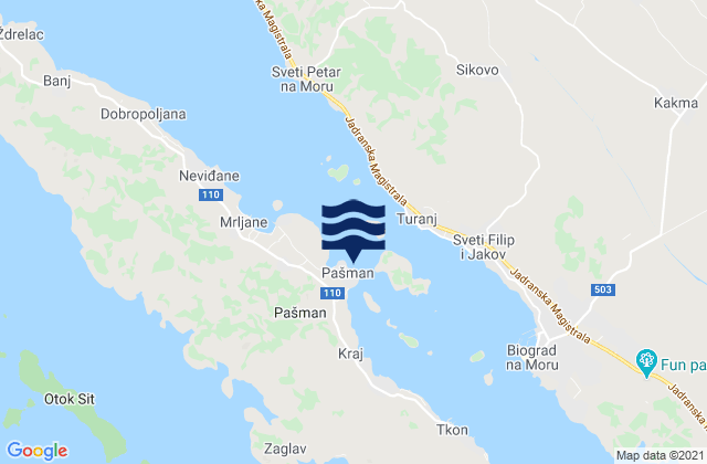 Pašman, Croatia潮水