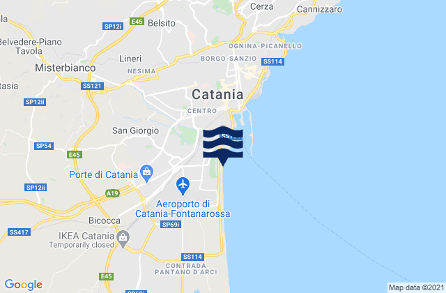 Playa di Catania, Italy潮水