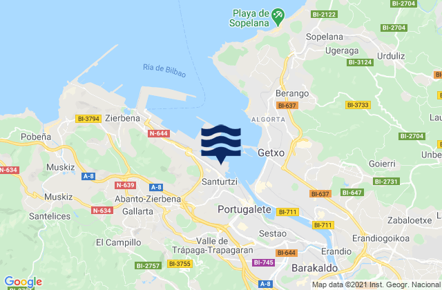 Portugalete Abra Bilbao, Spain潮水