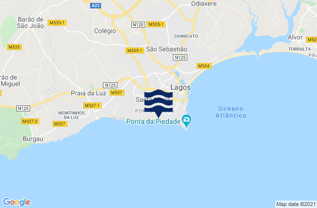 Praia de Porto de Mós, Portugal潮水