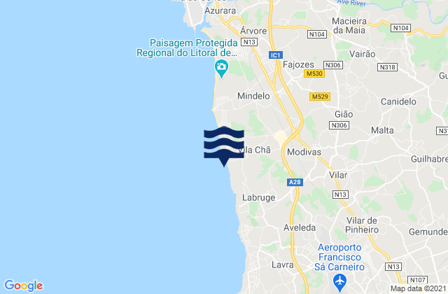 Praia de Vila Chã, Portugal潮水