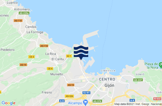 Puerto de Gijón, Spain潮水