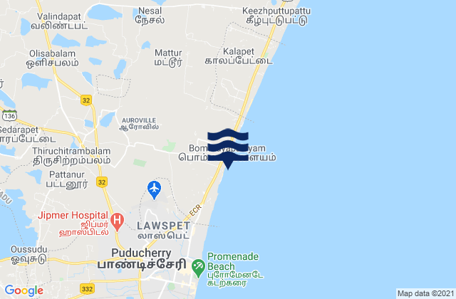 Repos Beach (Pondicherry), India潮水