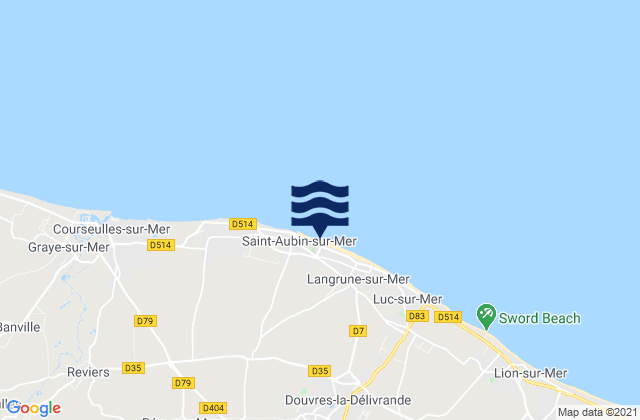 Saint-Aubin-sur-Mer, France潮水