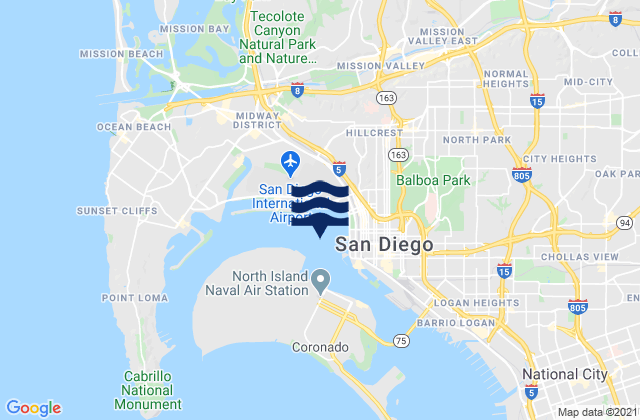 San Diego 0.5 mile west of, United States潮水