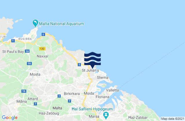 San Ġiljan, Malta潮水