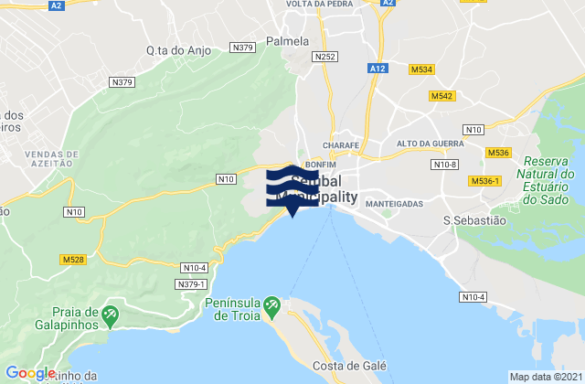 Setubal Setubal Harbor, Portugal潮水