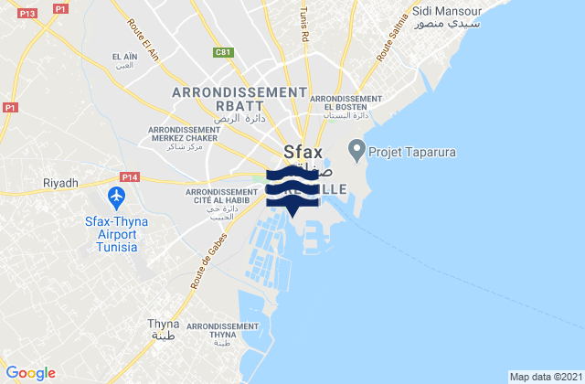 Sfax Ouest, Tunisia潮水