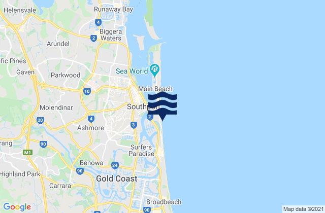 Southport Main Beach, Australia潮水