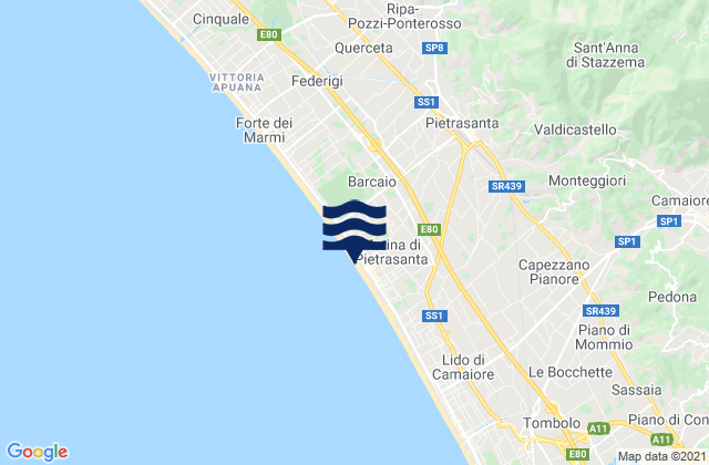 Spiaggia Marina di Pietrasanta, Italy潮水