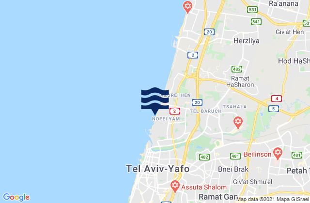 Tel Baruch North Beach, Palestinian Territory潮水