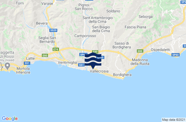 Vallecrosia, Italy潮水